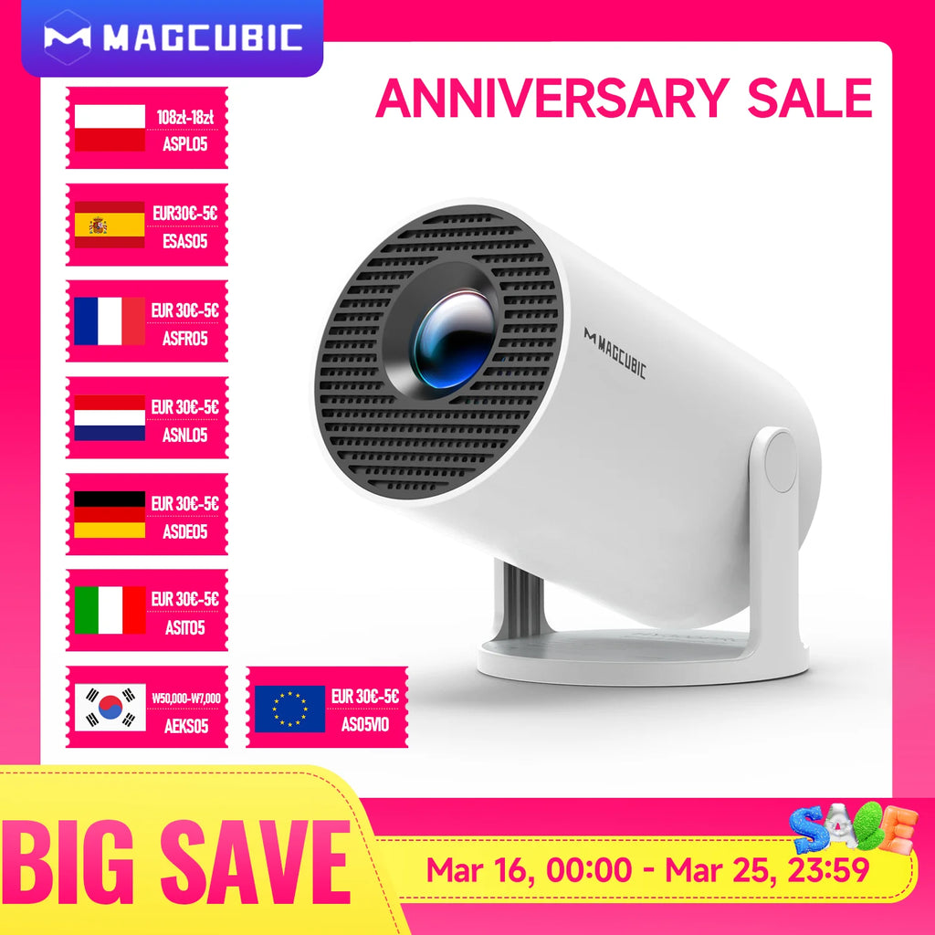 MAGCUBIC Projector HY300 PRO 8K Android 14 Dual Wifi6 290ANSI Allwinner H726 BT5.4 1080P 1280*720P Home Cinema Outdoor Projetor